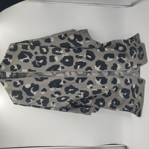 Mud Pie Leopard Print Cardigan Sweater Gray One Size Mob Wife Eclectic Boho Chic